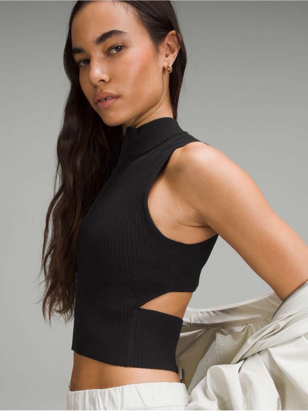 Lululemon Open Back Half-Zip Sweater Black Size M - Picture 1 of 3